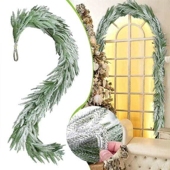 Artificial Flowers,6ft Christmas Garlands Flocked Garland Artificial Winter Garland For Table Mantle Staires Wall Holiday Indoor Outdoor Christmas Decorations