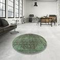 thumbnail image 3 of Ahgly Company Indoor Round Mid-Century Modern Dark Olive Green Oriental Area Rugs, 8' Round, 3 of 6