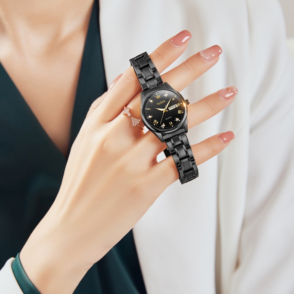 OLEVS Watches for Women Luxury Dress Quartz Analog Casual Gold Plated Stainless Steel Waterproof Luminous Date Fashion Ladies Wrist Watches Gifts Relojes para Mujer
