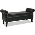 thumbnail image 1 of Kathy Roll Arm Banc d'Accent d'Entrée Vintage Noir Brun Simili Cuir, 1 of 14