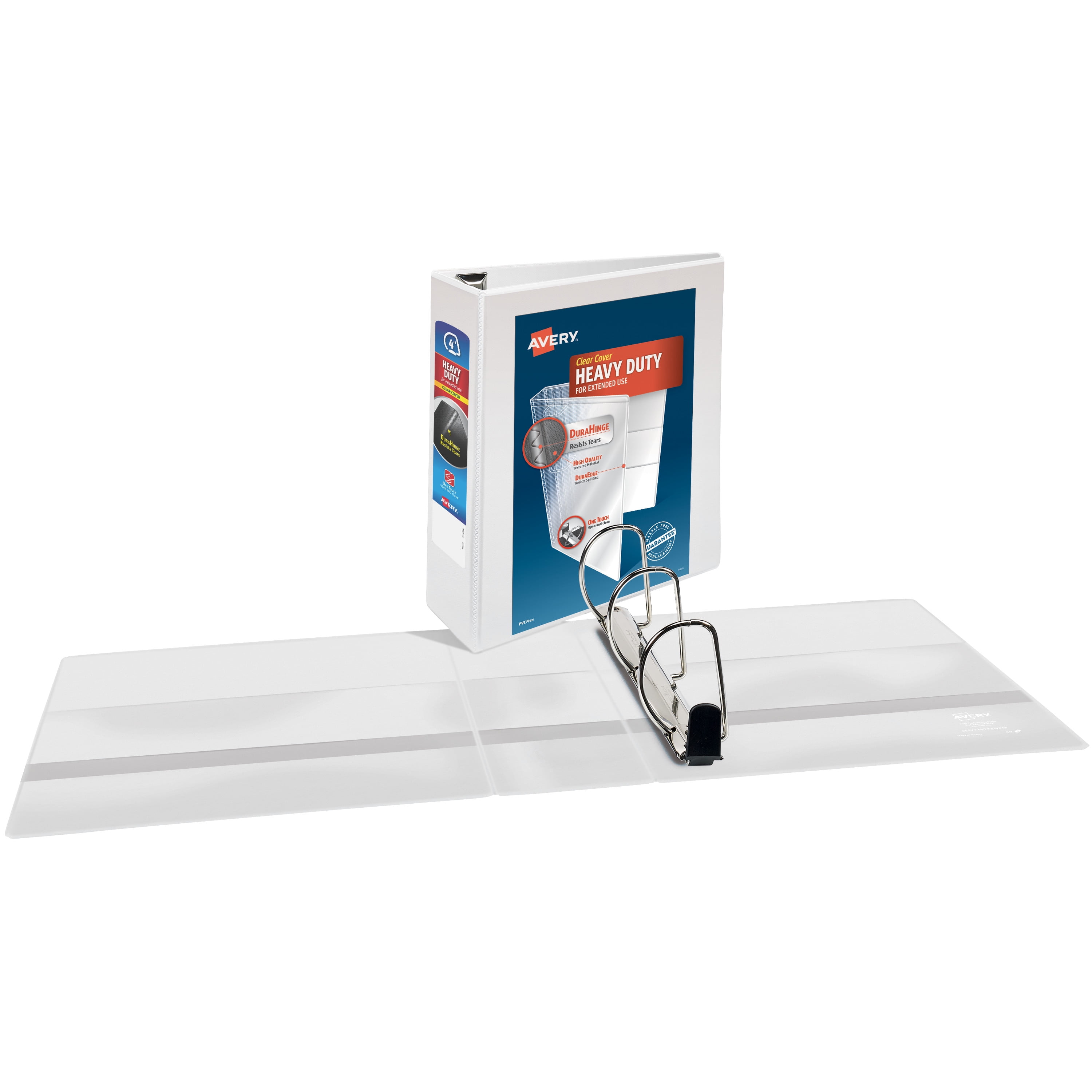 Avery Heavy-Duty View Binder, 4" One Touch Slant Rings, 2 White