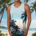 thumbnail image 2 of Dagegui Under $10 Sleeveless Hawaiian T-Shirt for Men Palm Tree Print Tank Top Big and Tall Gym & Beach Vest Summer Athletic Muscle Tee Light Blue S, 2 of 5
