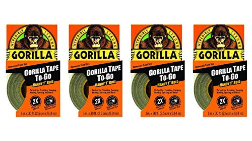 Gorilla Tape 1/" x 10 yd Black Duct Tape To-Go Pack of 3 Black,