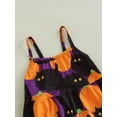 thumbnail image 5 of Bagilaanoe Toddler Baby Girl Halloween Jumpsuit Sleeveless Ghost/Cartoon Cat Pumpkin Print Romper Sling Overalls 1T 2T 3T 4T 5T 6T Kids Long Pants Casual Outfits, 5 of 9