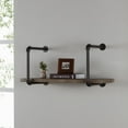thumbnail image 3 of Danya B. 31.5 in x 24 in Two Shelf Tier Brown Iron Industrial Pipe Wall Shelving Unit, 3 of 10