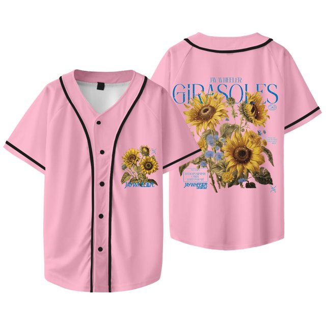 Jay Wheeler Veste de Baseball Botanique Tee Girasoles Album Merch Unisexe Col en V Manches Courtes T-Shirts, Style 10,m