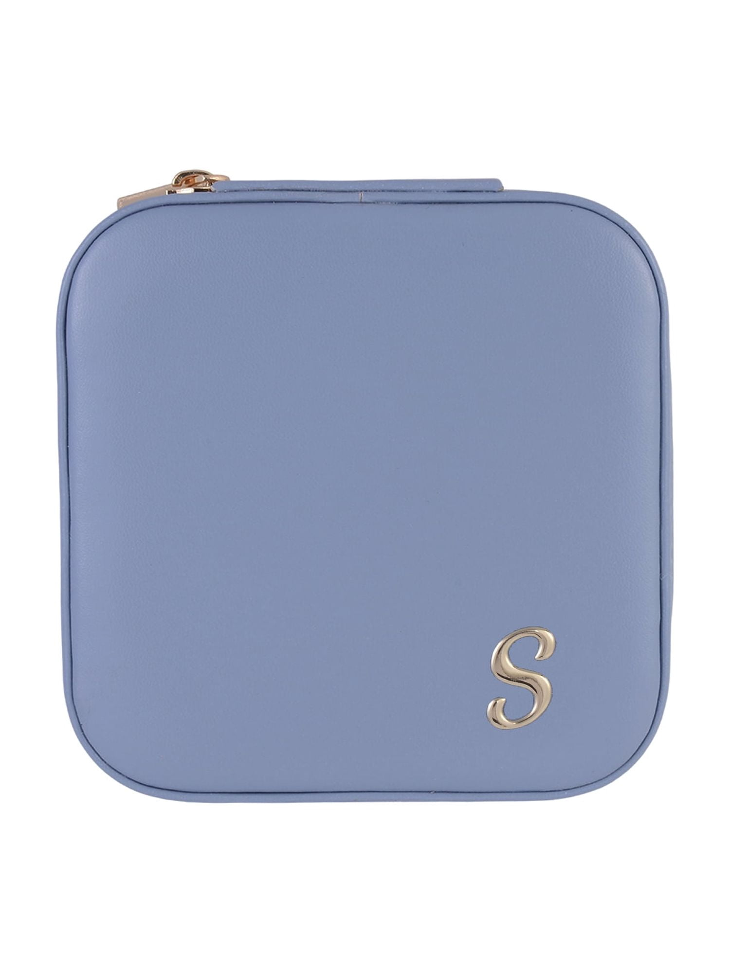 Time and Tru Goldtone/Blue Initial "S" Square Jewelry Organizer
