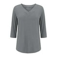 thumbnail image 5 of Texiao 3/4 Length Sleeve Women's Tops V Neck Casual Tunic Tops Basic Shirts Loose Fit Blouse, 5 of 9