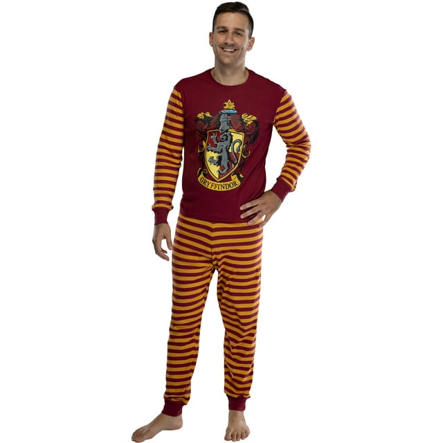 Harry Potter Pyjama Adulte en Coton Ajusté avec Blason de la Maison de Poudlard TG