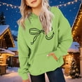 thumbnail image 4 of Cowsor Cute Hoodie for Teen Girls Trendy Bow Print Preppy Hooded Sweatshirts Kids Pullover Long Sleeve School Outfits, 4 of 7