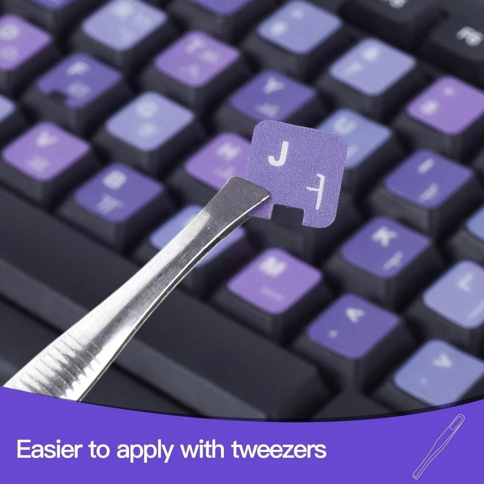 BUTTERFLY- 2Pack Korean Keyboard Stickers, Korean-English Keyboard Sticker On Purple Bac...