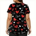 thumbnail image 5 of Hearthz Plus Size Valentines Scrub Tops Women Love Heart Print V Neck Short Sleeve Nursing Uniform Side Slit Womens Work Clothes with Pockets S-5xl, 5 of 5