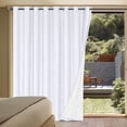 thumbnail image 1 of Cortinas opacas de lino de 84 pulgadas de largo, 100 % absolutamente opacas, con aislamiento térmico, con textura de lino, cortinas con ojales antioxidantes, ahorro de energía con forro blanco, 2 paneles, blanco natural brillante, 100 pulgadas de ancho x 96 pulgadas de largo, 1 of 5