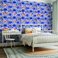 thumbnail image 2 of Peel and Stick Wallpaper Contact Paper Geometric Floral Damask Blue White Red Modern Blue Flowers Orange Self Adhesive and Removable 23.6in x 118in, 2 of 8