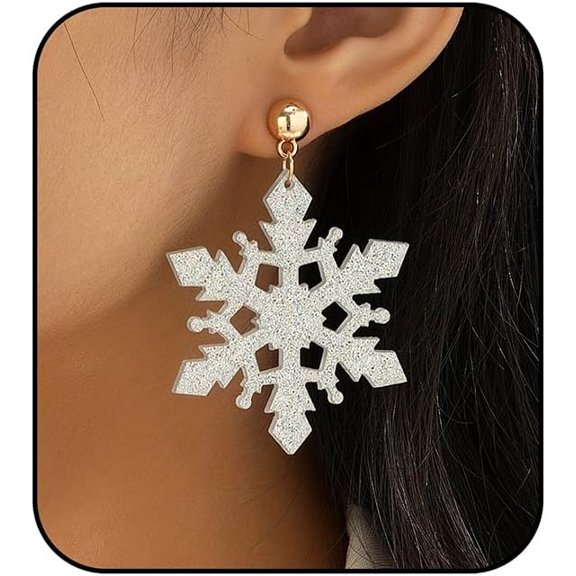 Christmas Snowflake Earrings Acrylic Snowflake Dangle Earrings for Women Christmas Winter Stud Jewelry Festival Party Gifts