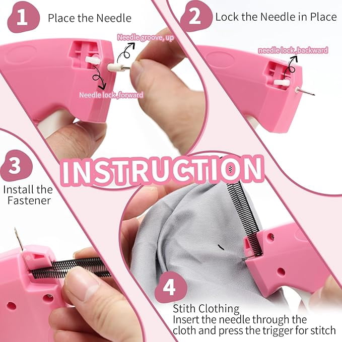 Stitch Gun for Clothes - Handheld Micro Stitch Sewing Gun Quick Clothing Dress Quilting Fixer Hemming Tool,Blue