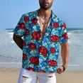 thumbnail image 2 of Short Sleeve Shirts for Men Valentine's Day Print Button Collared Blouses Loose Mens Tops, 2 of 6