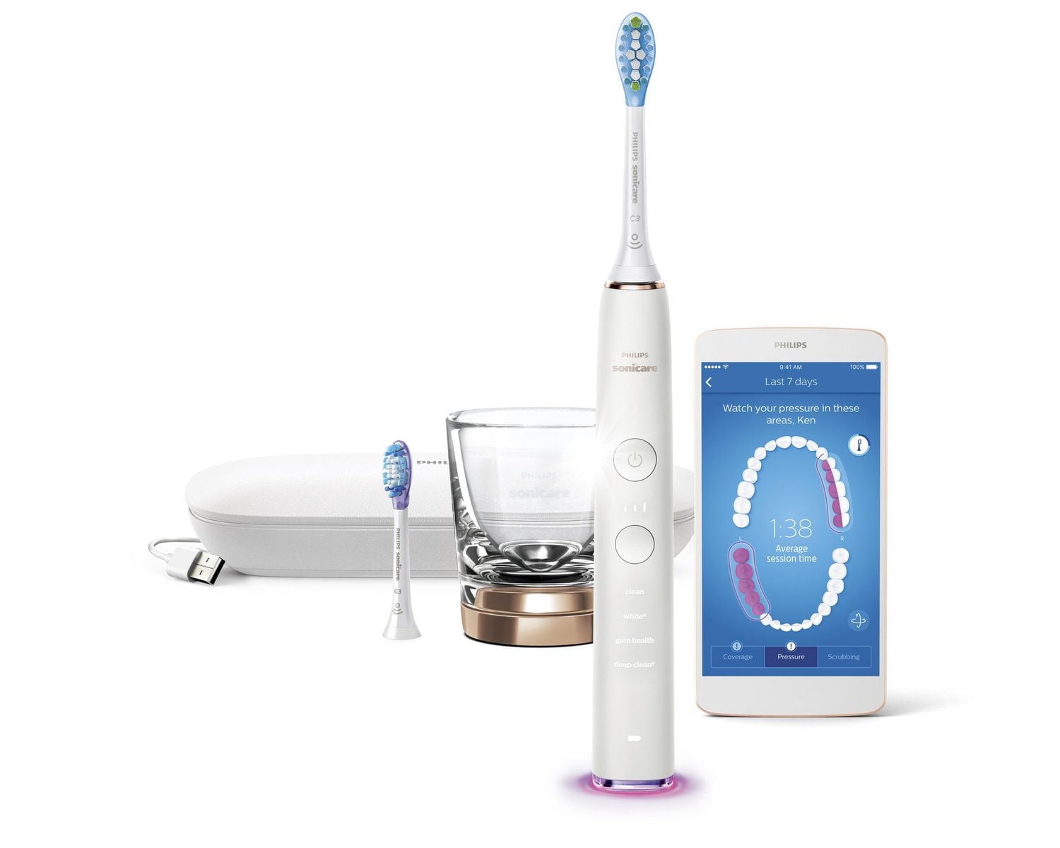 Philips Sonicare DiamondClean Smart 9350 Rose Gold, Rechargeable electric power toothbrush, HX9902/67