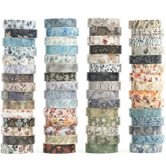 YUBX Flowers Washi Tape Pack 60 Rolls Winter Snow Decorative Tapes