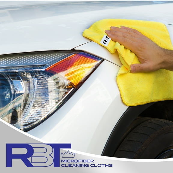 RBT Microfiber Cleaning Cloths, Multicolor Pack of 12, Great for Home and Automotive, 12.6" x 12.6" with Rounded Corners