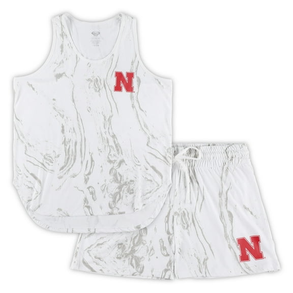 Women's Profile White Nebraska Huskers Plus Size Marble Tank and Shorts Set