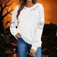 thumbnail image 6 of Atogsazn Women's Halloween Sweatshirt Casual Crew Neck Long Sleeve Pullover Sweater Loose Fall Winter Tops White S Fashion, 6 of 7