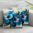 thumbnail image 3 of BCIIG Flax Throw Pillow Cover Blue Flower Hibiscus Watercolor Hawaiian Tropical Hawaii Floral Vintage  Pillowcase Home Decor Square Cotton Linen Pillow Case Cushion Cover, 3 of 5