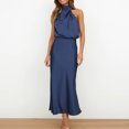 thumbnail image 1 of Vestido Vestido De Cóctel Sin Mangas Elegante Vestido De Ocasión Formal Moda Cuello Alto Cgtredaw Azul oscuro T M para Mujer, 1 of 8