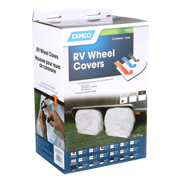 Camco Wheel and Tire Protectors | 30-inch to 32-inch | Arctic White Vinyl | (45323)