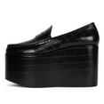 thumbnail image 2 of YDN Women Comfortable Round Toe Chunky Platform Loafers Wedge High Heel Slip On Pumps Office Evening Casual Shoes Size 8.5 Black Crocodile, 2 of 4