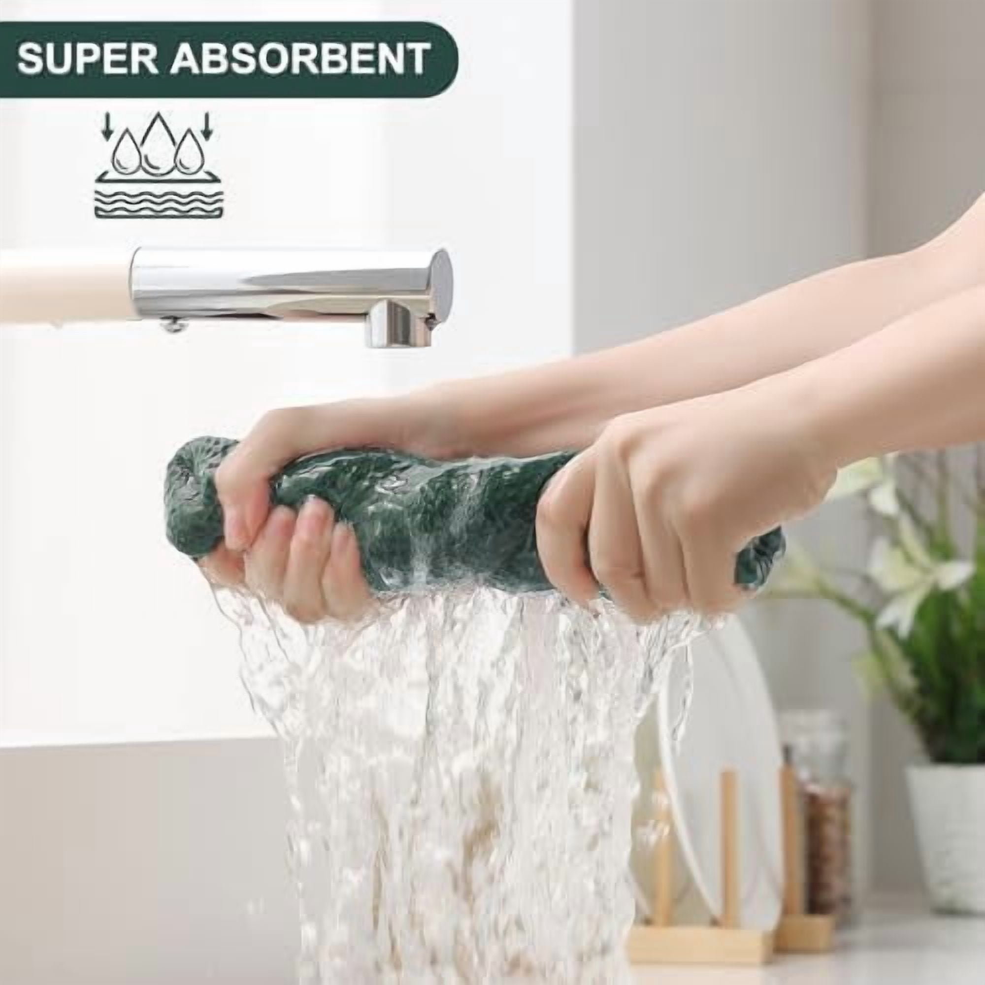 100% Cotton Kitchen Towels and Dishcloths Set, 12 x 12 Inches and 13 x 28 Inches, Set of 12 Bulk Kitchen Towels Set, Ultra Soft Absorbent Dish Cloths for Washing Dishes, Blackish Green