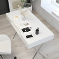 thumbnail image 4 of Merrick Lane Contemporary Granite Computer Desk with Metal Frame and Keyboard Tray, White, 4 of 13