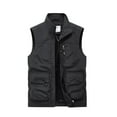 thumbnail image 2 of BiZtdJrK Mens Lightweight Vest Casual Stand Collar Sleeveless Cargo Vests Outdoor Workwear Jacket for Travel Hiking Golf with Multi Pockets Today'S Sales Of The Day Black XXXL, 2 of 5
