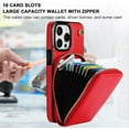 thumbnail image 3 of Crossbody Wallet Case for iPhone 15 Pro Max, Zipper Pocket Case with Card Holder, PU Leather RFID Blocking Protective Cover Case with Kickstand Detachable Wrist Strap Lanyard 6.7" (Red), 3 of 15