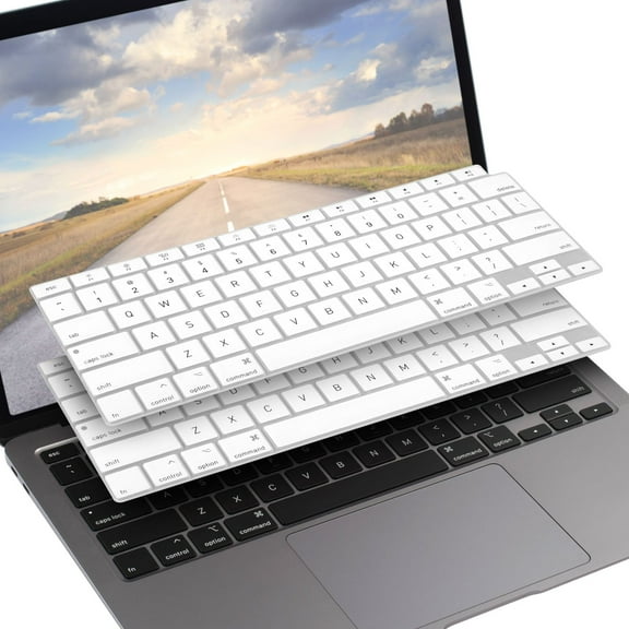 Insten 2 Pack Keyboard Cover Protector Compatible with 2020 Macbook Air 13", Ultra Thin Silicone Skin, Tactile Feeling, Anti-Dust, White