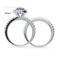 thumbnail image 4 of BERRICLE Sterling Silver Halo Wedding Engagement Rings Purple Aqua Round Cut Cubic Zirconia CZ Kaleidoscope Ring Set for Women, Rhodium Plated Size 8.5, 4 of 10