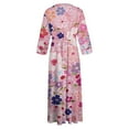 thumbnail image 4 of PuLe 【New】 Summer Short Sleeve Dress Women's Spring Summer Boho Floral Lapel Neck Button Casual A-Line Lace-Up Dress, 4 of 5