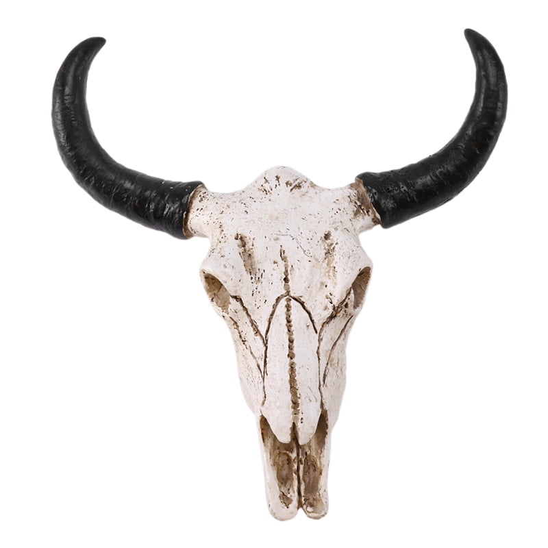 Resin Longhorn Cow Skull Head Wall Hanging Decor 3D Animal Wildlife Sculpture 