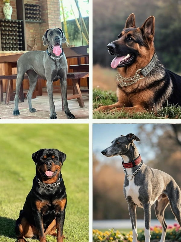 Martingale Dog Collars, Reflective Nylon Collar with Stainless Steel Chain, Adjustable Walking Training Dog Collars with Quick Release Buckle, Suitable for Small Medium Large Dogs