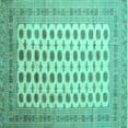 thumbnail image 1 of Ahgly Company Machine Washable Indoor Square Southwestern Turquoise Blue Country Area Rugs, 4' Square, 1 of 4