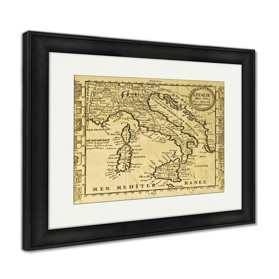 Framed Print, Italy Old Map