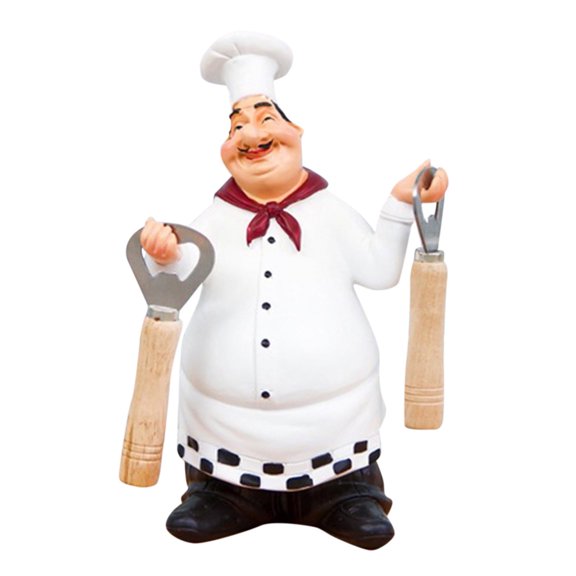 Italian Chef Figurines Kitchen Counter Top Collectible Statue with Chalkboard Design for Home and
