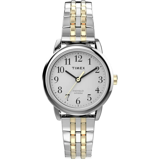 Reloj Analogico TIMEX Easy Reader 25mm Indiglo Banda Extendible Acero Inoxidable Mujer plateado