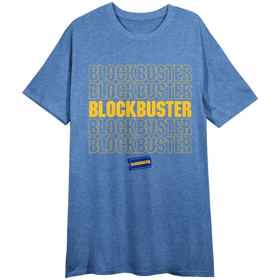 Blockbuster Title and Logo Women's Royal Blue Heather Graphic Tee-Large