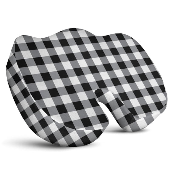 Premium Plaid Pattern Memory Foam Seat Cushion Ergonomic Chair Pad for Office Chair, Car, Airplane & Bleachers Sciatica, Tailbone Hip & Back Pain Relief - Chair Cushion for Long Office Workers.