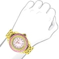 thumbnail image 3 of Royale Real Diamond Watch for Women with Pink Bezel and Face Yellow Gold Plated 0.25ct, 3 of 4
