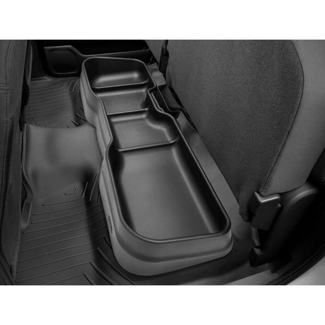 Weathertech Under Seat Storage Unit 4S010 Under 2nd Seat; 1 To 3 Compartments; Built-In Dividers; Black; Plastic; With Buckle and Strap