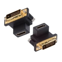 JSER 2pcs/lot Up & Down Angled 90 Degree DVI Male to HDMI Female 4K Adapter for Computer HDTV Graphics Card