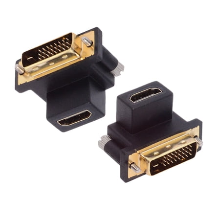 JSER 2pcs/lot Up & Down Angled 90 Degree DVI Male to HDMI Female 4K Adapter for Computer HDTV Graphics Card