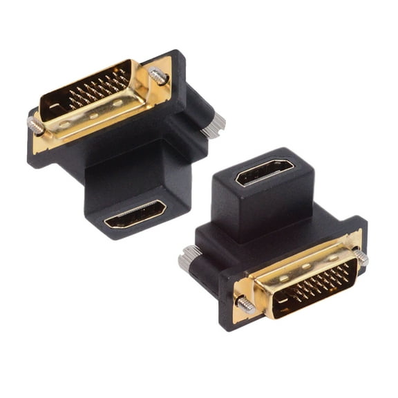JSER 2pcs/lot Up & Down Angled 90 Degree DVI Male to HDMI Female 4K Adapter for Computer HDTV Graphics Card